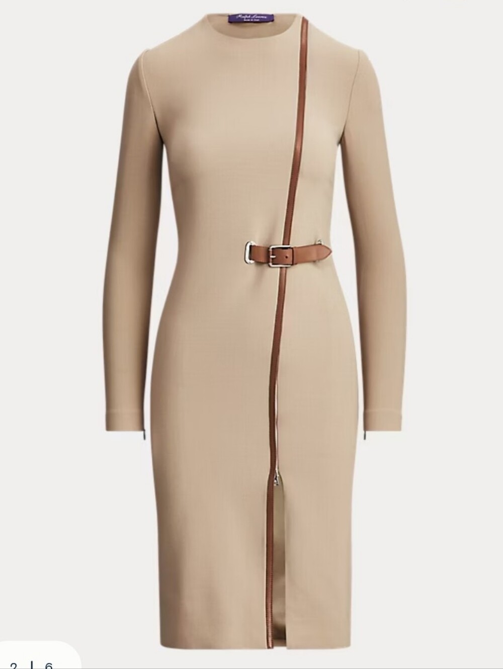 Ralph Lauren Purple Label Belted Wool Evelina Dress Leather Trim Size 6 RARE - Picture 2 of 14
